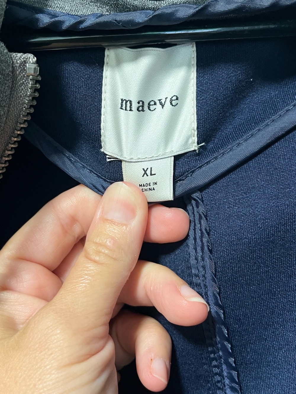 Maeve Anthropologie Twofer Hooded Peacoat Jacket Coat Navy Blue Gray XL - Picture 8 of 11